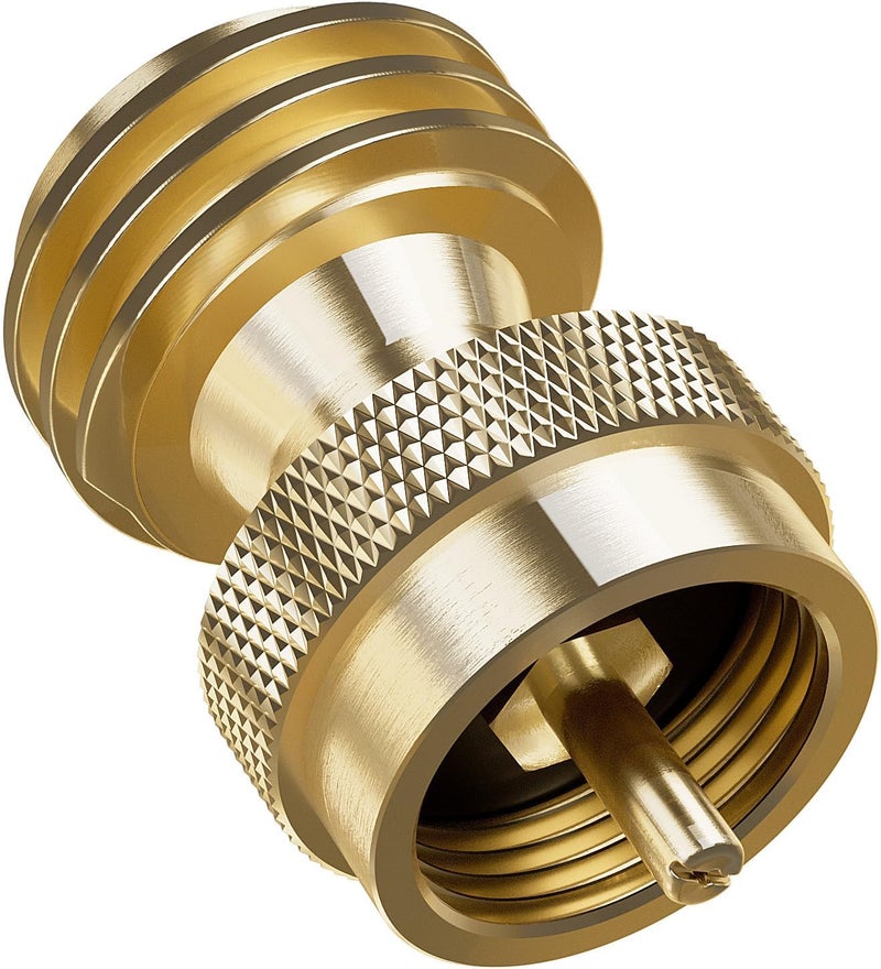 NUPICK Propane Tank Adapter, 1 Lb to 20 Lb Converter, Hook Up Small Propane Tanks to BBQ Grill, 100% Solid Brass Construction - Image 1